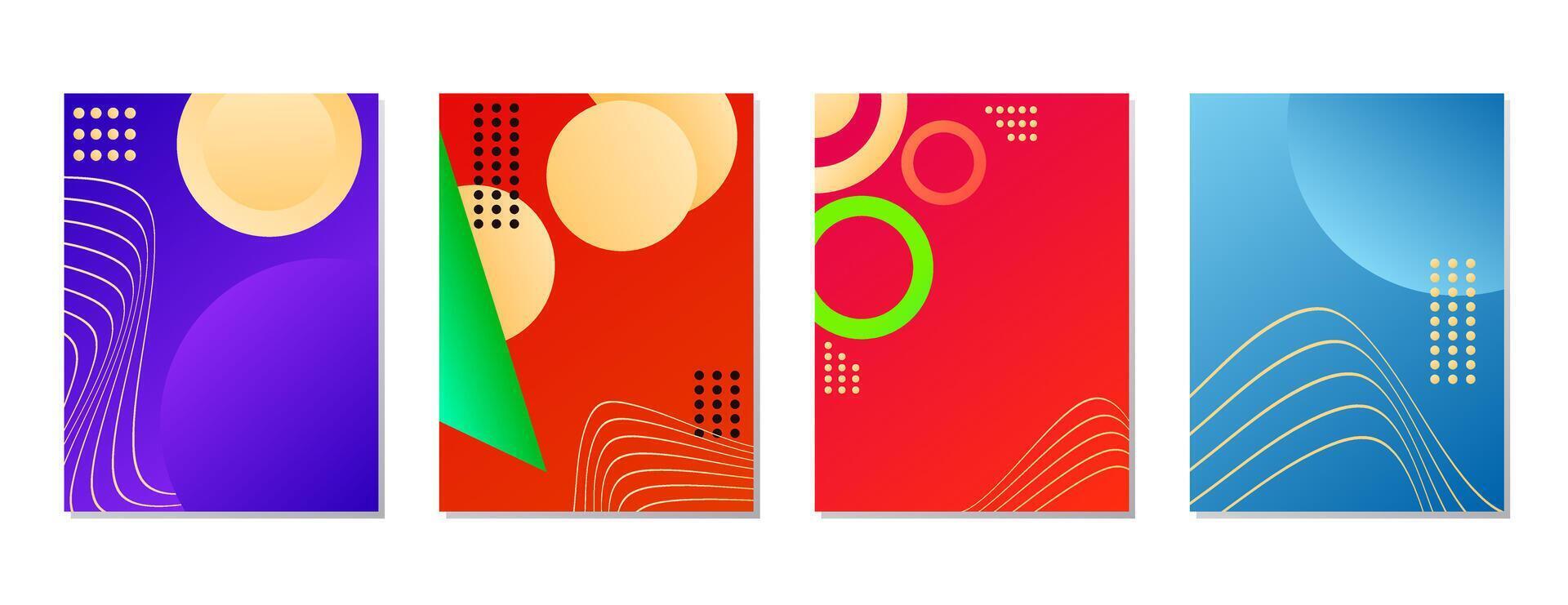 SET PURPLE RED BLUE GRADIENT LIQUID COLOR. POSTER BACKGORUND DESIGN TEMPLATE vector