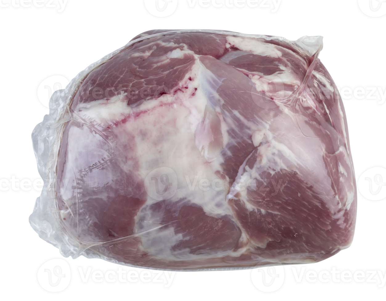 Fresh pork in plastic bag cut out isolated transparent background png