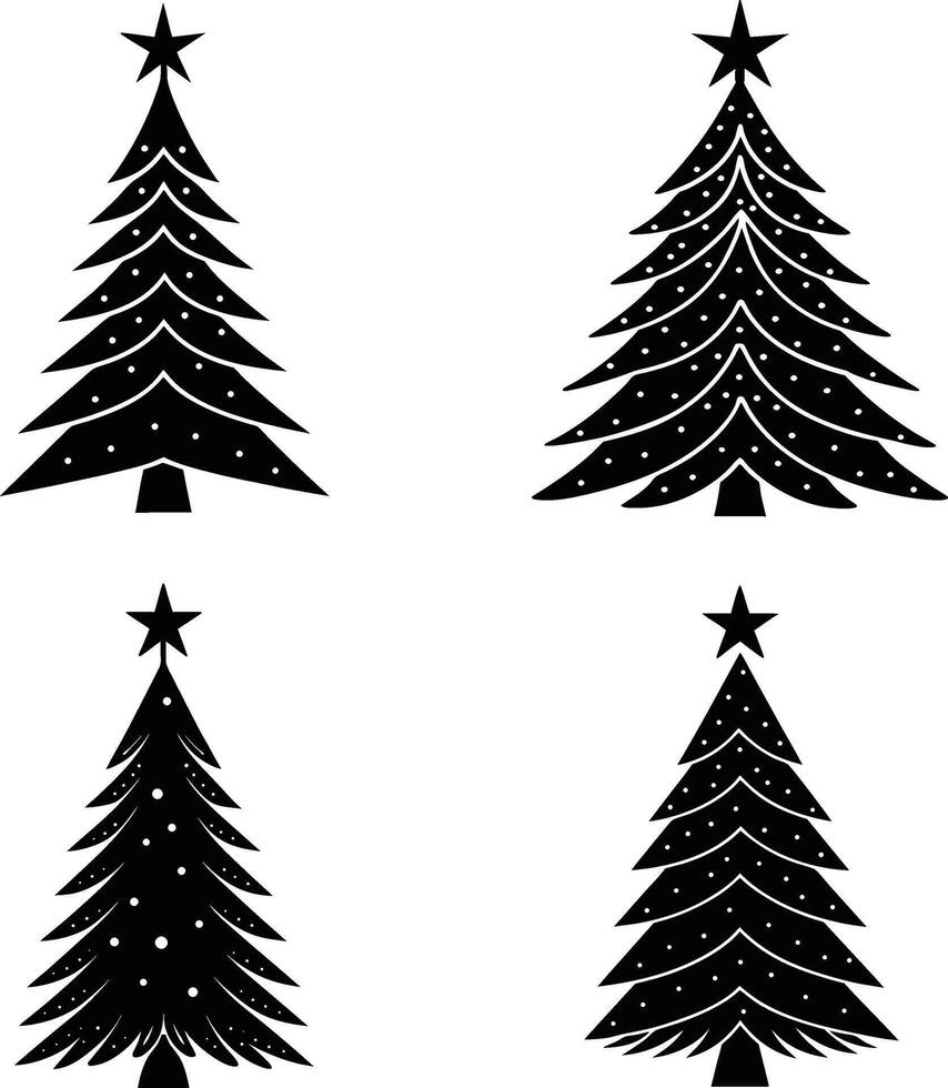 Christmas Day Tree Decor Silhouette Pack vector