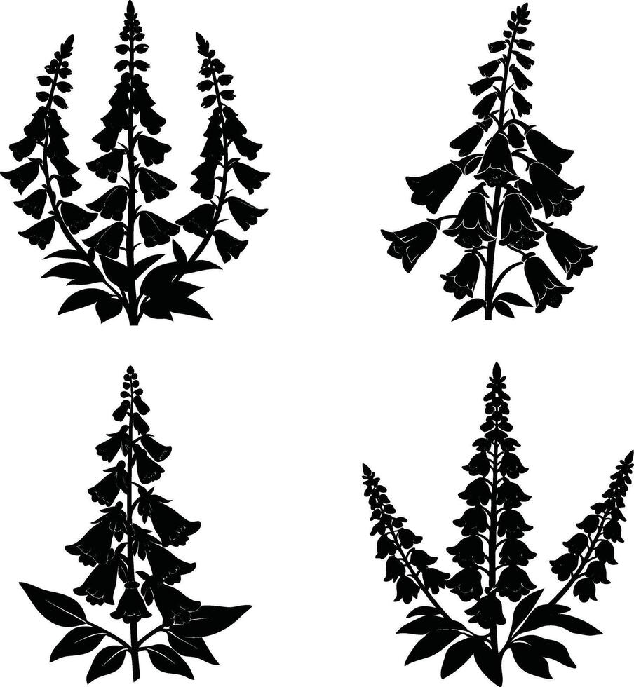 Floral Silhouette Pack Stylish Monochrome Flower Elements Group for Illustration and Creations vector