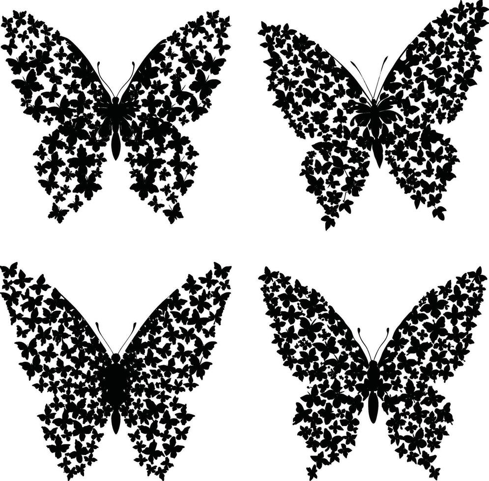 Flower Shadow Pack Ornamental Black Flower Elements Set for Artwork and Crafts vector