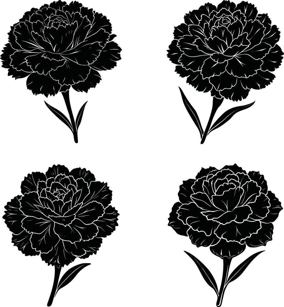 Flower Shadow Bundle Stylish Black Flower Graphics Scalable Group for Design and Creations vector