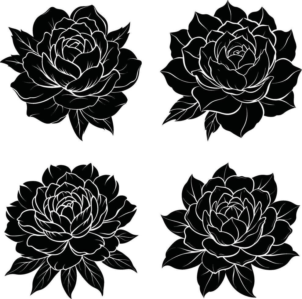 Floral Shadow Bundle Decorative Dark Flower Elements Scalable Set for Artwork and Crafts vector
