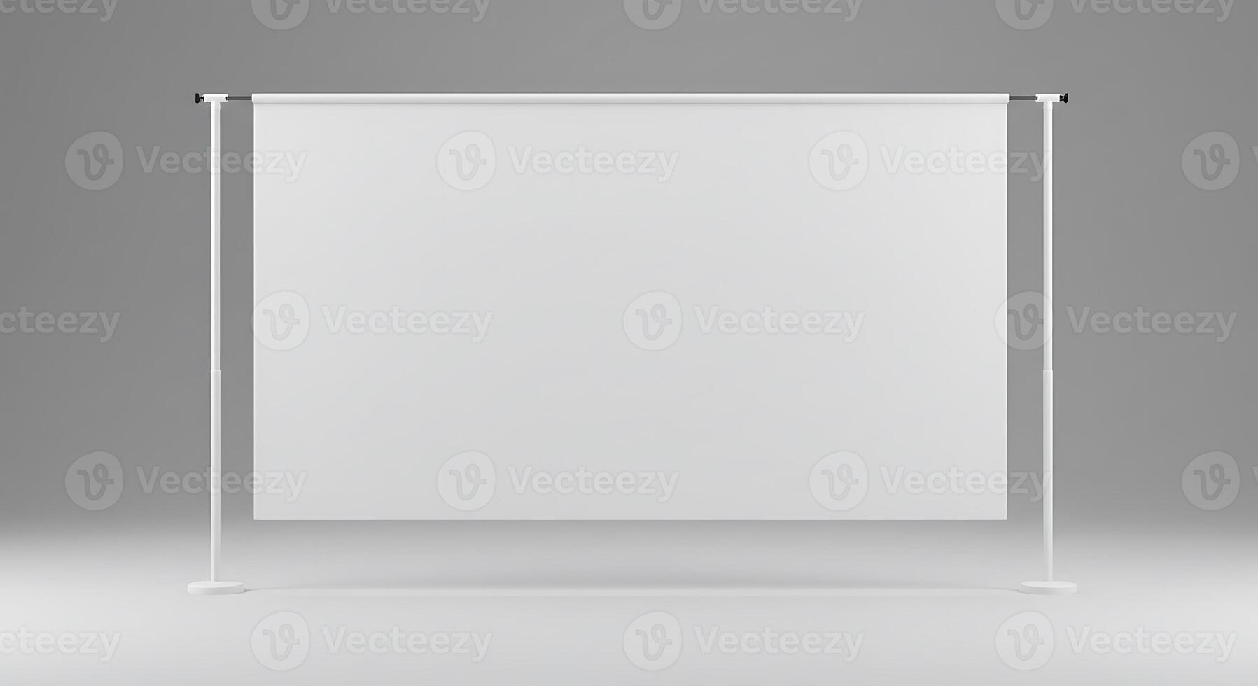 White Backdrop Stand Display with Blank Canvas in Studio Setting photo