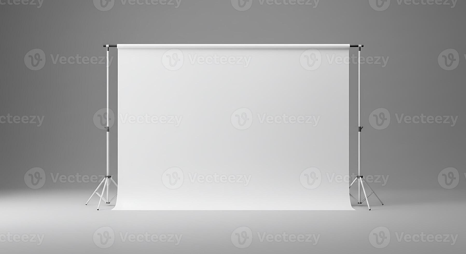 Studio Backdrop with White Screen and Gray Background Ready for Photography photo