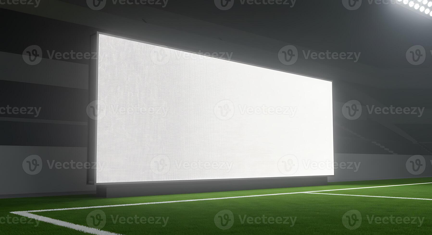 Blank Stadium Screen Overlooking Field in Empty Arena at Night photo
