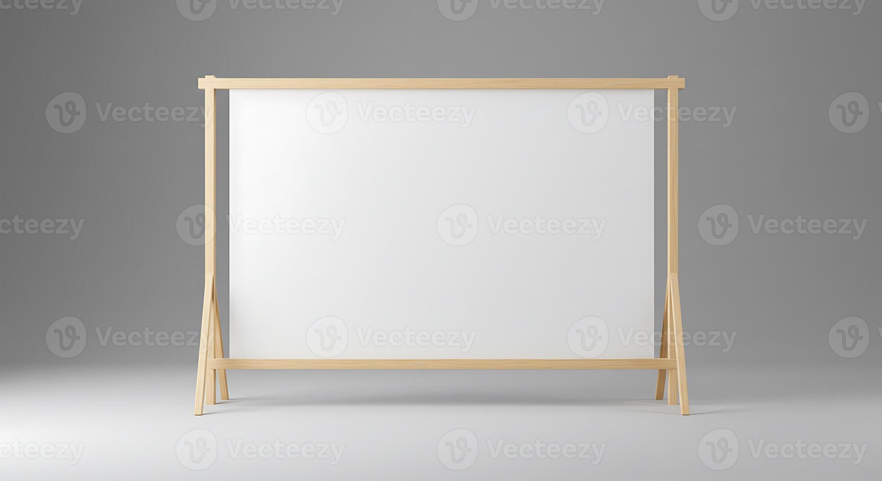 Wooden Frame with White Canvas for Display or Presentation Purposes photo