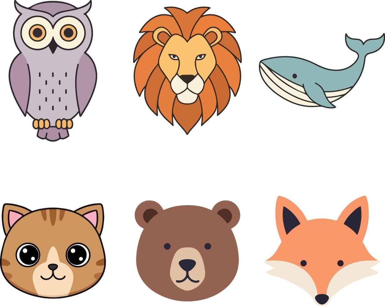 design illustration icons of some animals vector