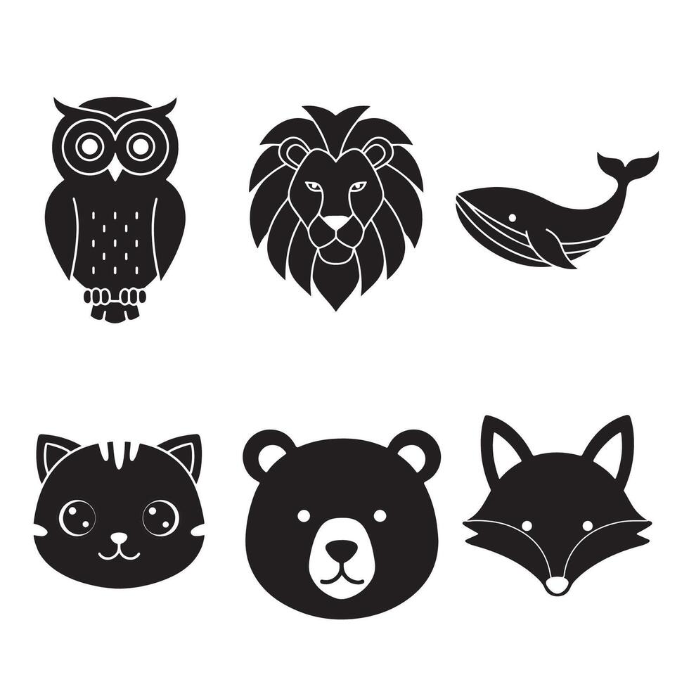 illustration design of black animal icons with white background vector