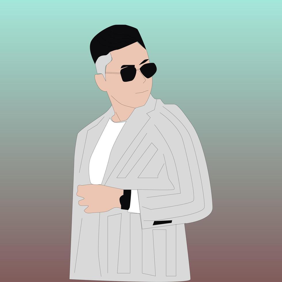 a model man wearing a cool suit vector