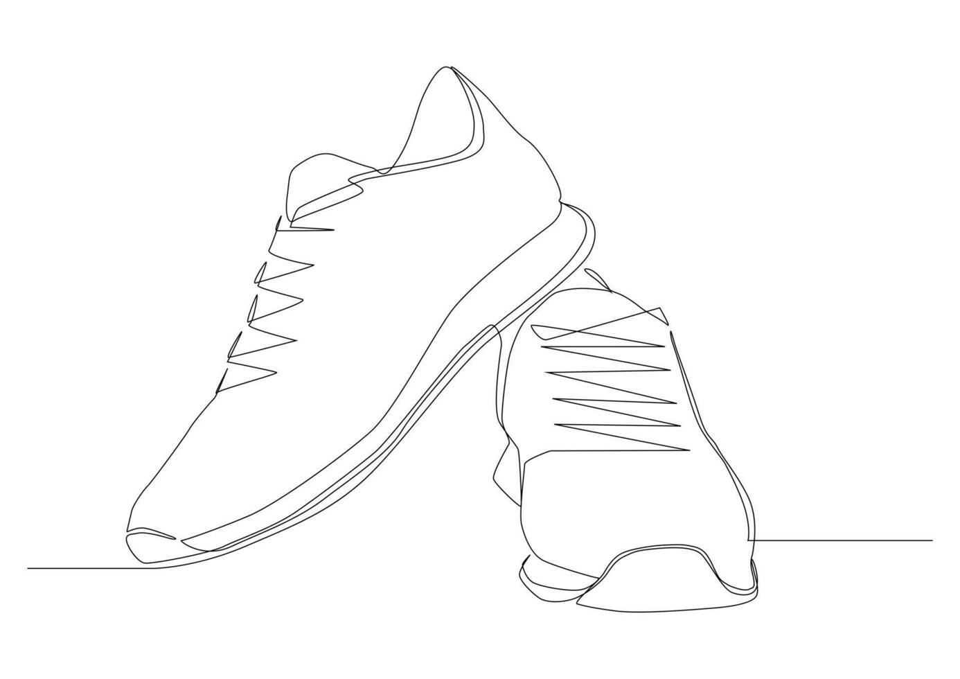 Continuous line art of sneakers. Sports shoes in a line style. vector
