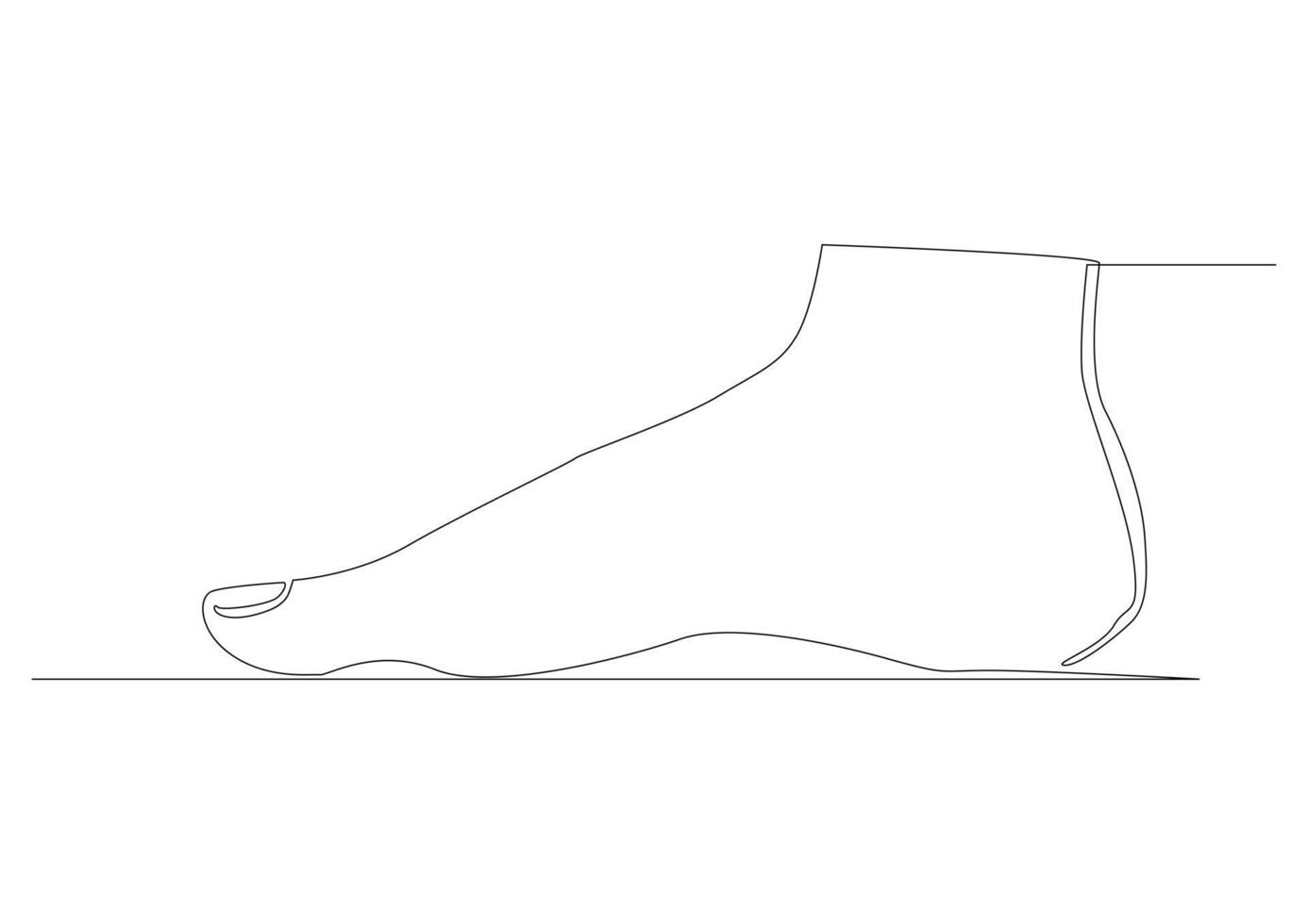 Continuous one line art of flat doodle leg, foot, illustration, female. vector