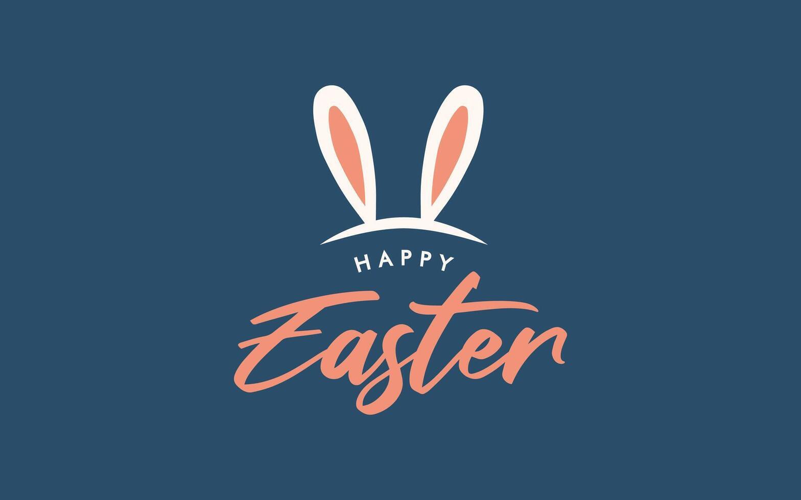 Happy Easter Day with ear bunny for greeting card, poster, banner template festival background vector