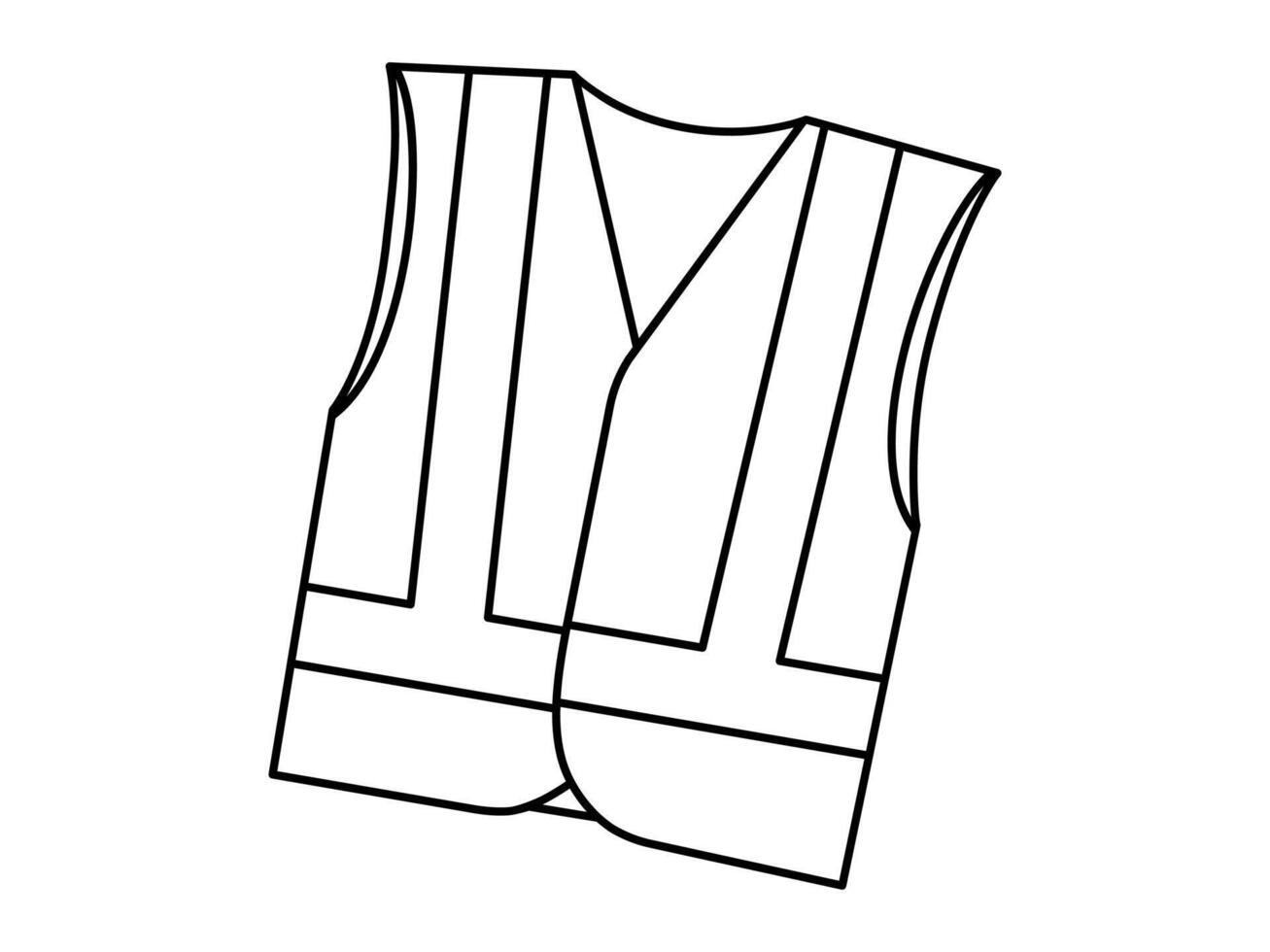 Hand drawn cute outline illustration of safety vest. Flat waistcoat with reflective tape line art doodle. Construction uniform sticker. Support service icon. Settings fix problem. Isolated. vector