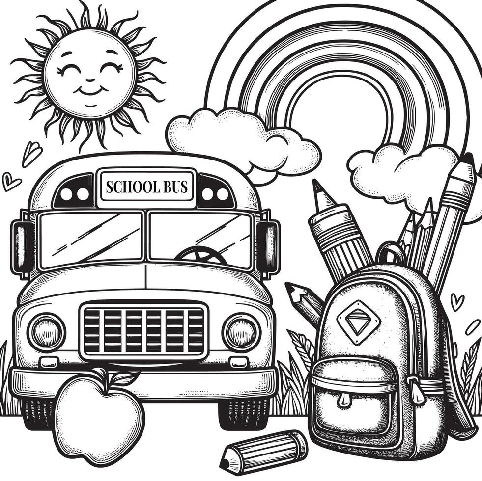 Back to school coloring pages vector