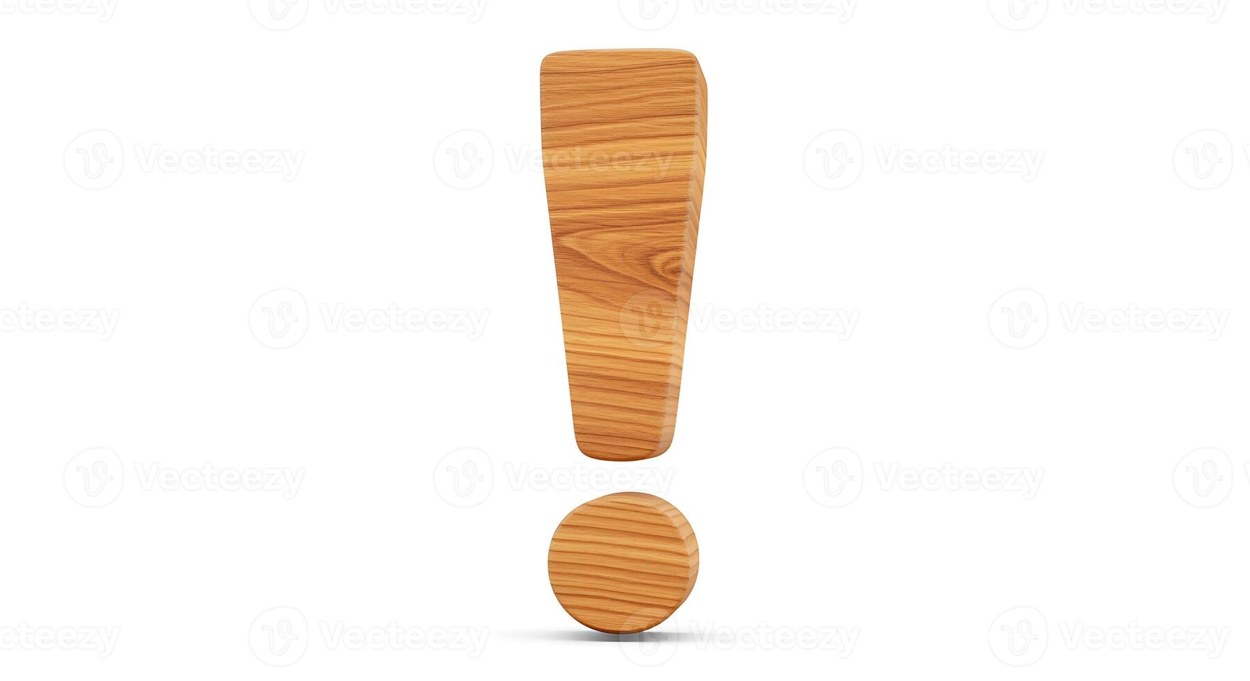 Wooden Exclamation Point Symbol on White Background for Design Use photo