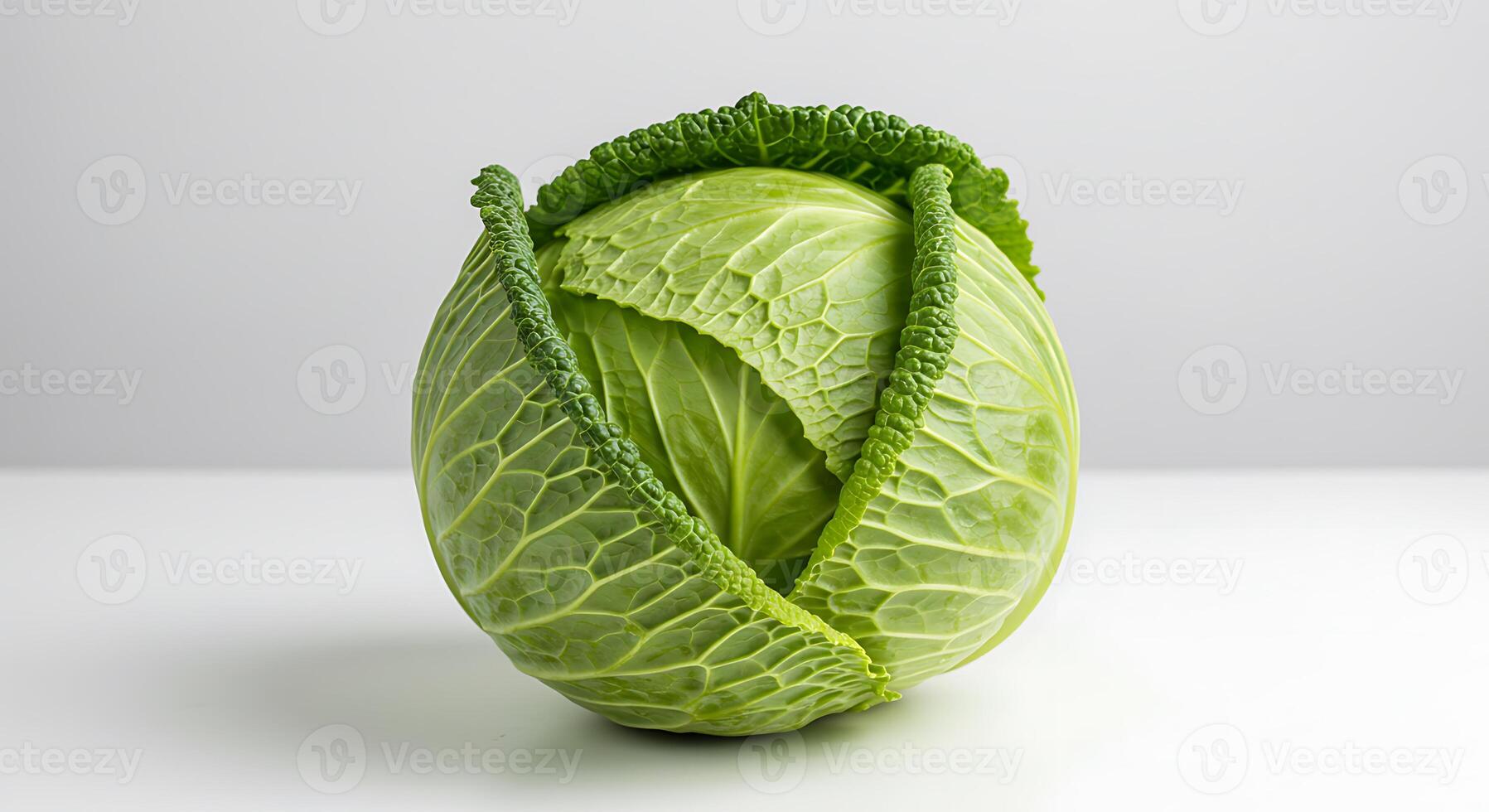 Fresh Green Cabbage Head Isolated on White Surface for Cooking Use photo