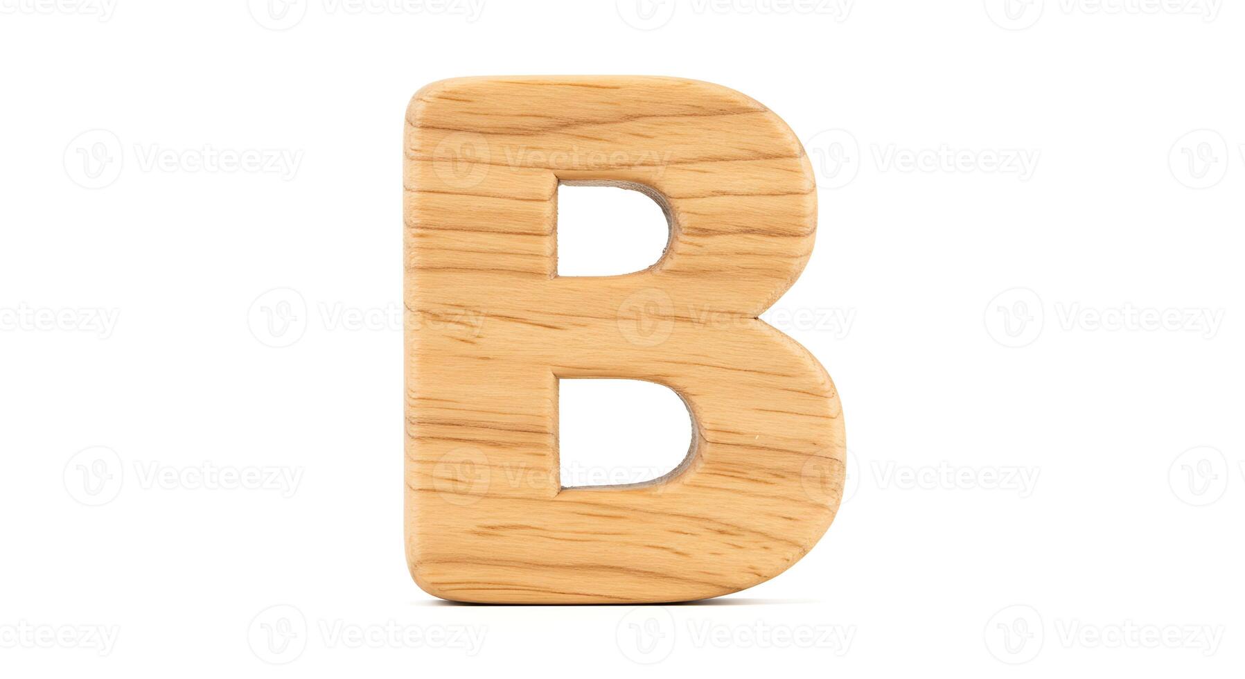 Wooden Letter B Standing Isolated on White Background for Education photo