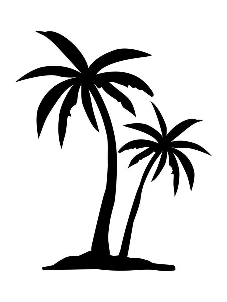 palm tree silhouette on white background. vector