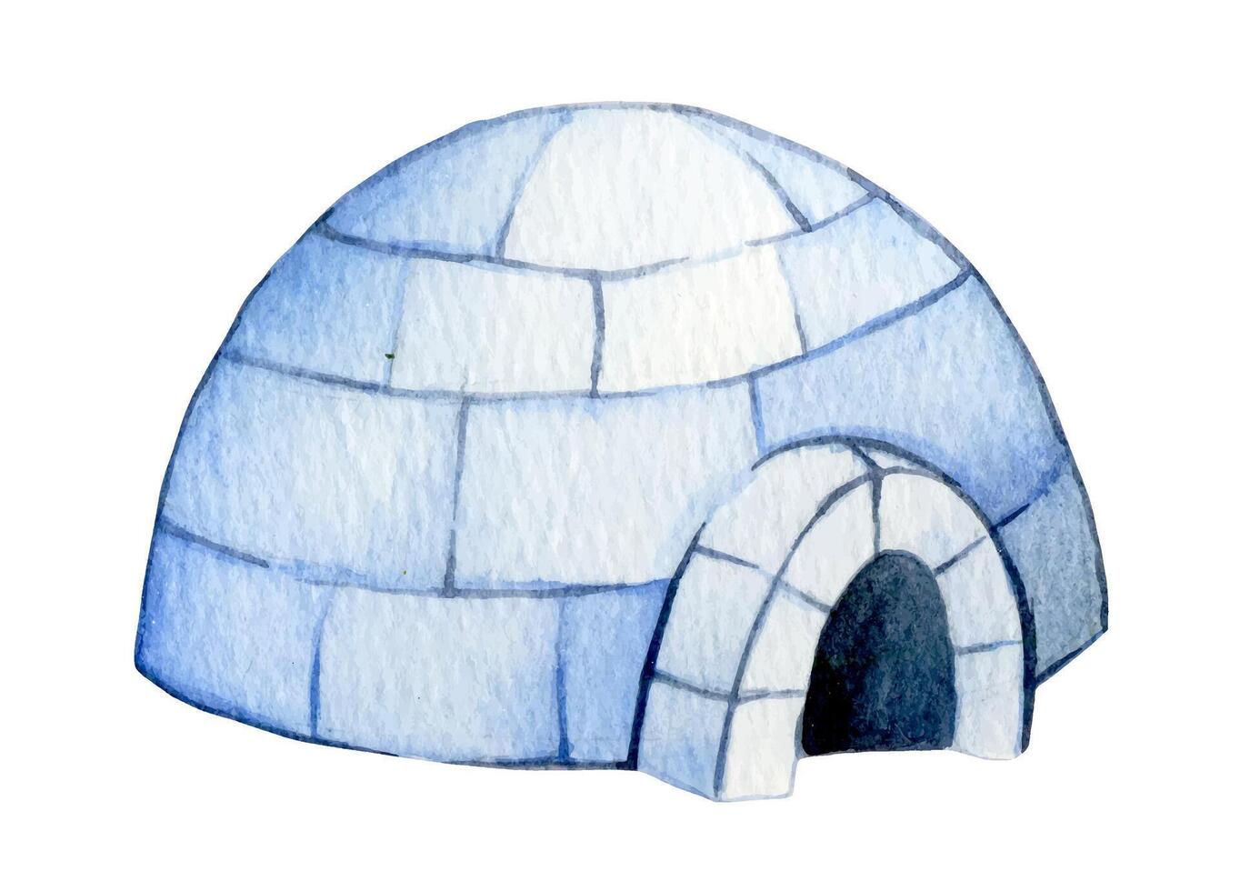 igloo, polar house. watercolor illustration for children. vector