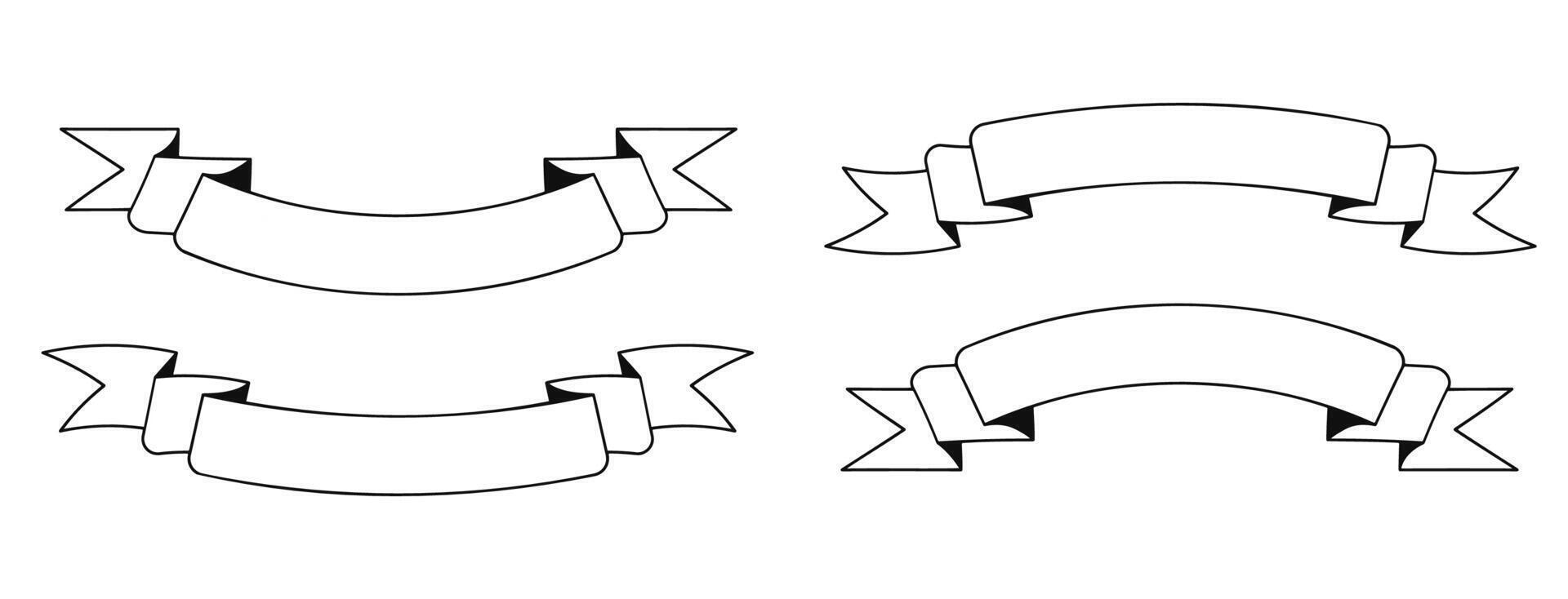 Ribbon banners line art collection. illustration vector