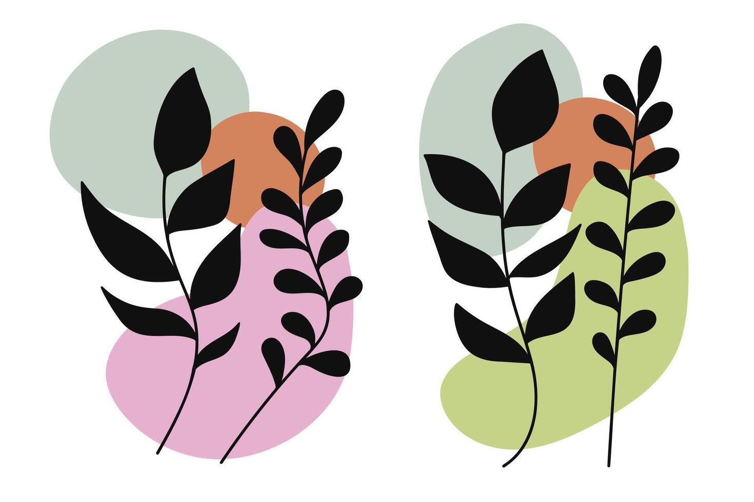 Silhouette botanical bohemian style collection. illustration. vector