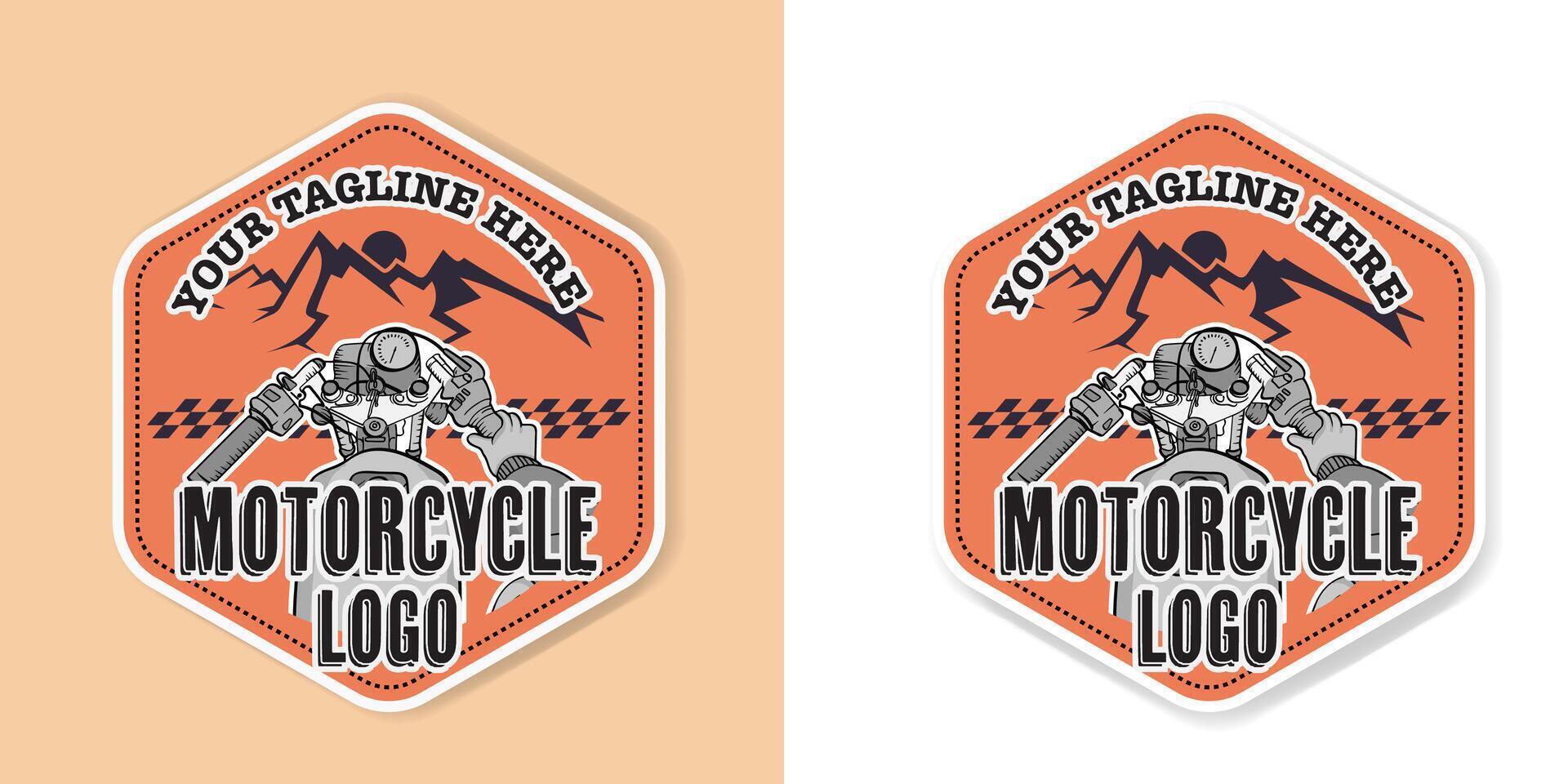 Vintage Motorcycle Logo Hexagon Design with Biker . Illustration vector