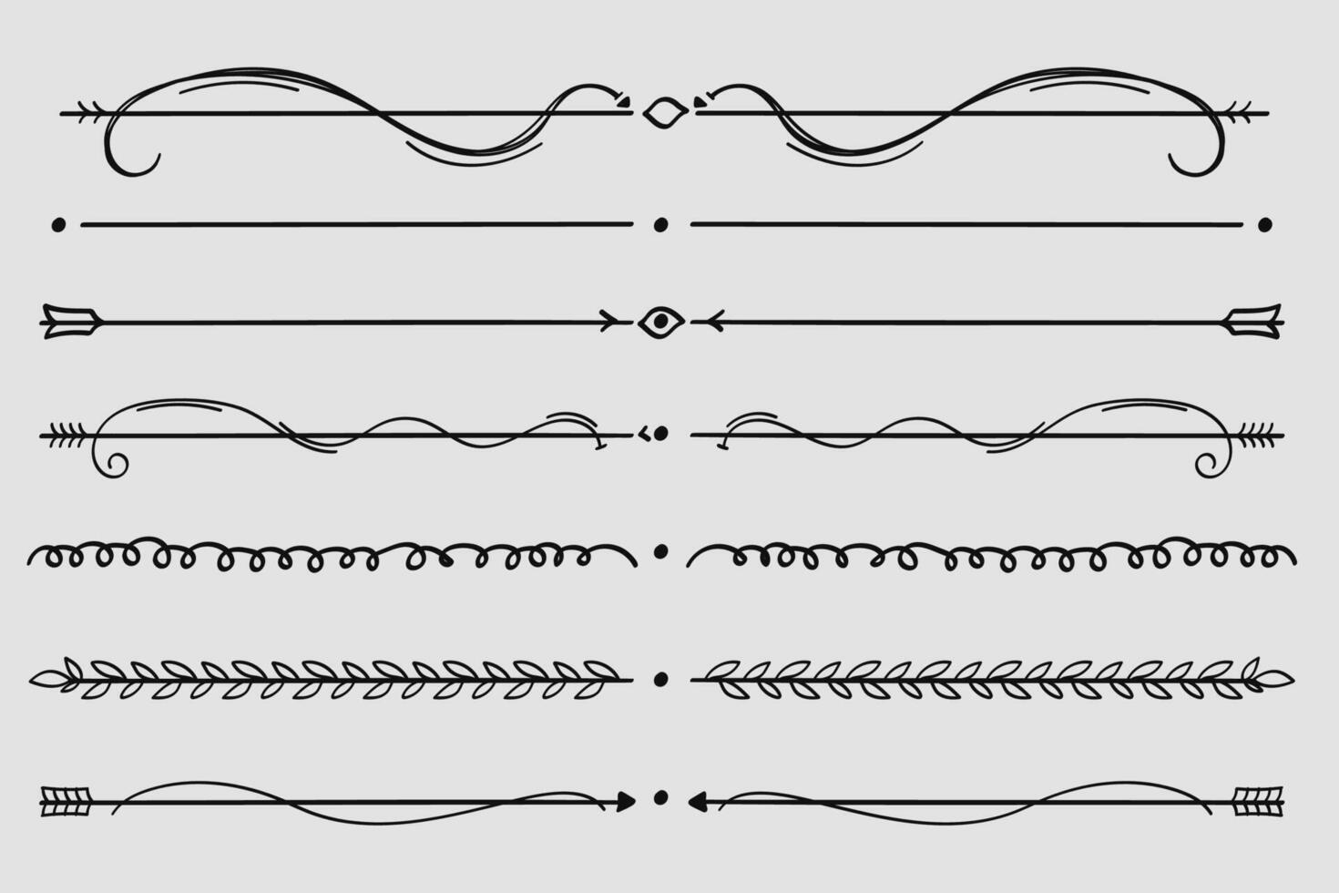 Hand-drawn nature dividers layout separator decoration collection. illustration. vector