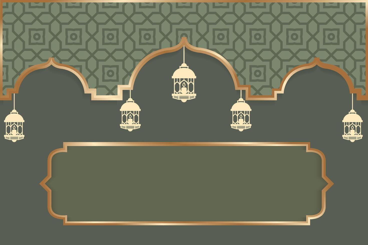 Islamic with decorative elements and green background. vector