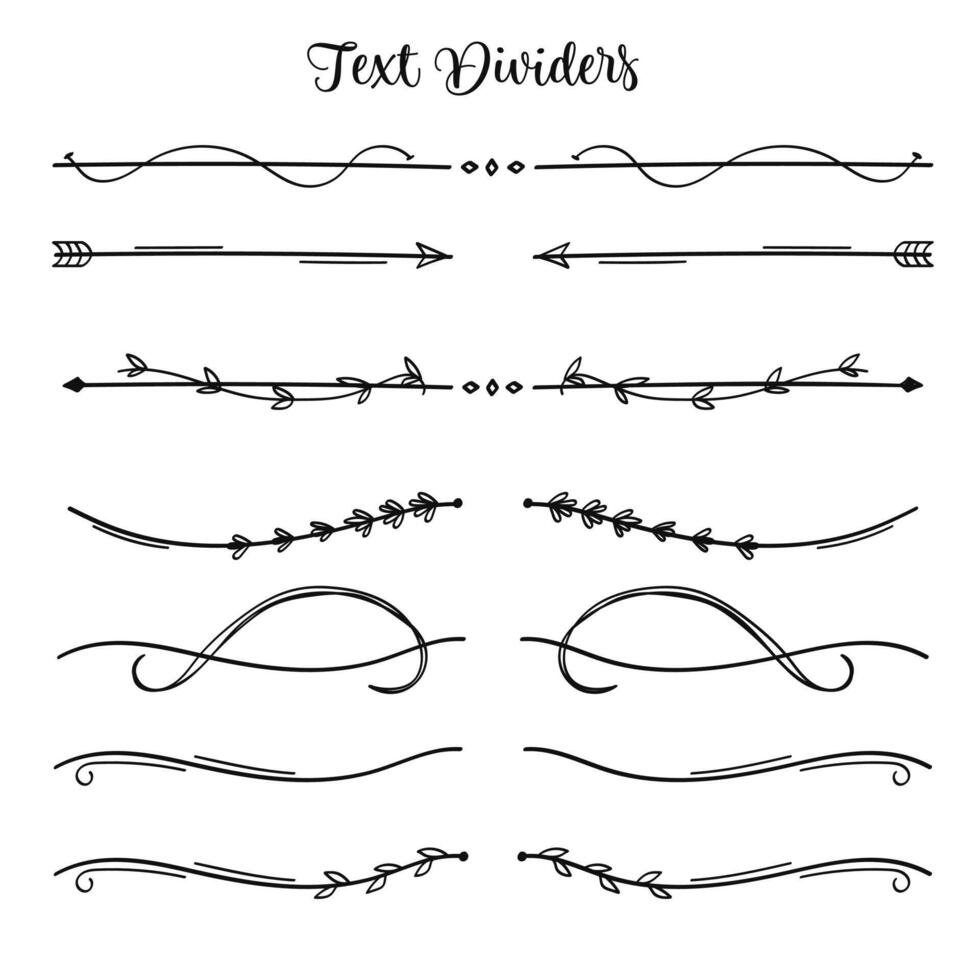 Nature text divider line art for text layout separator decoration element collection. vector