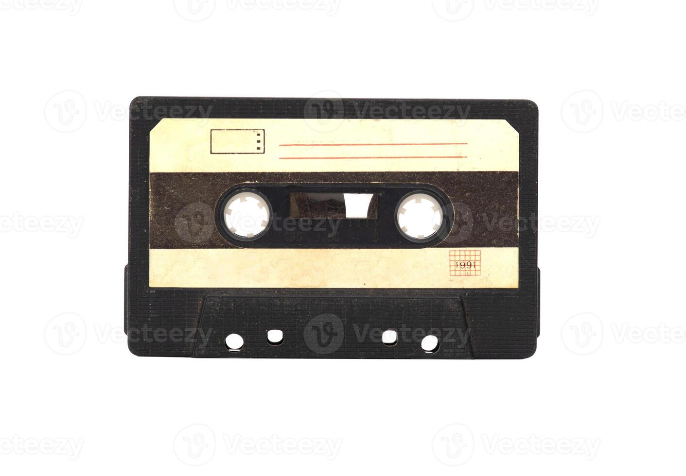 The black vintage Compact Audio Cassette isolated on white background. photo