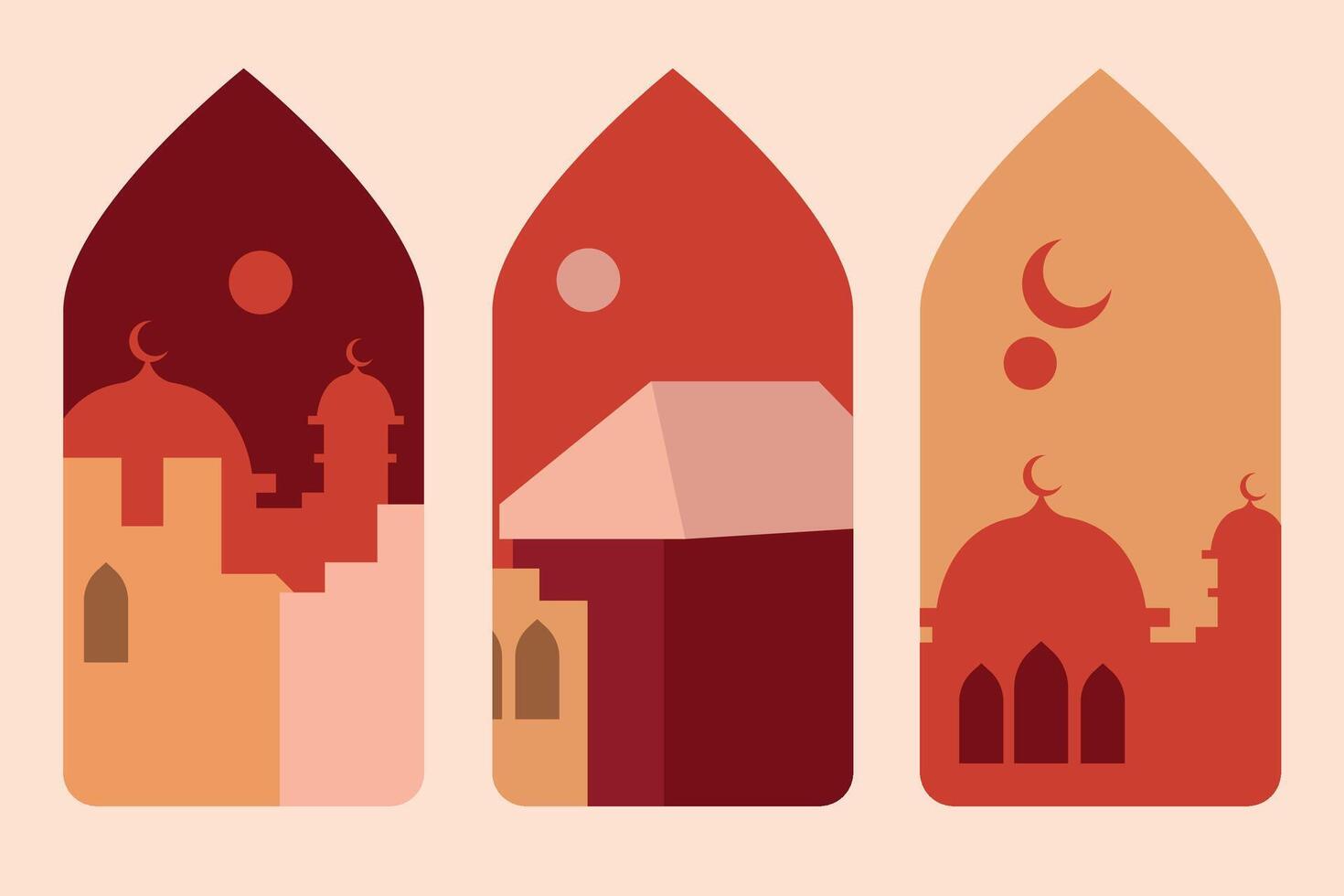 Set of Islamic window for eid al fitr. illustration vector