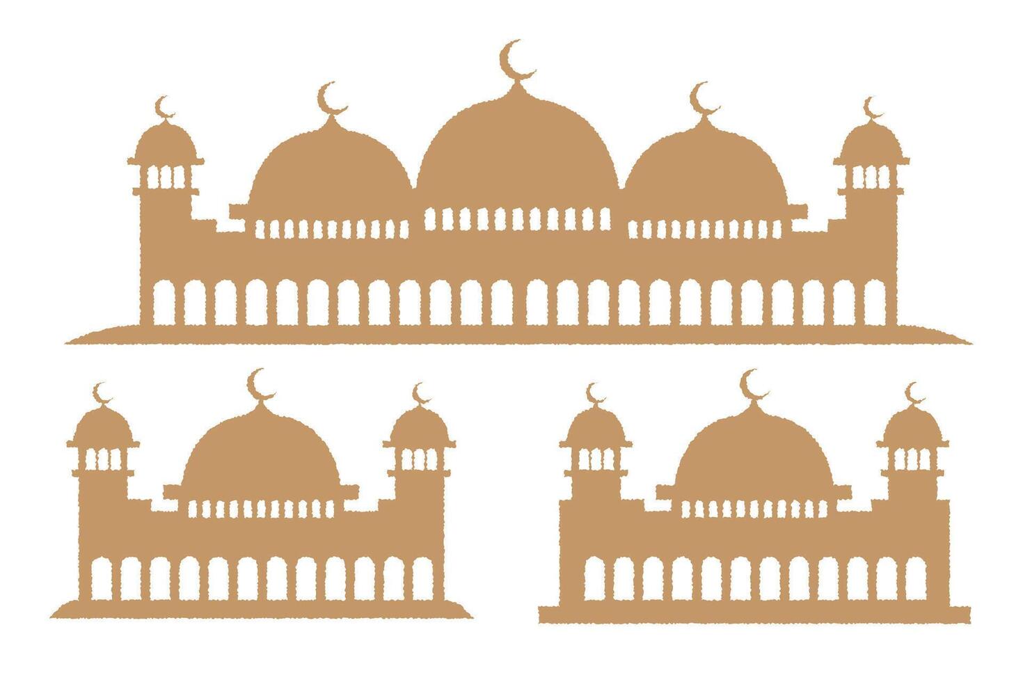 Gold mosque collection isolated on white background. illustration. vector