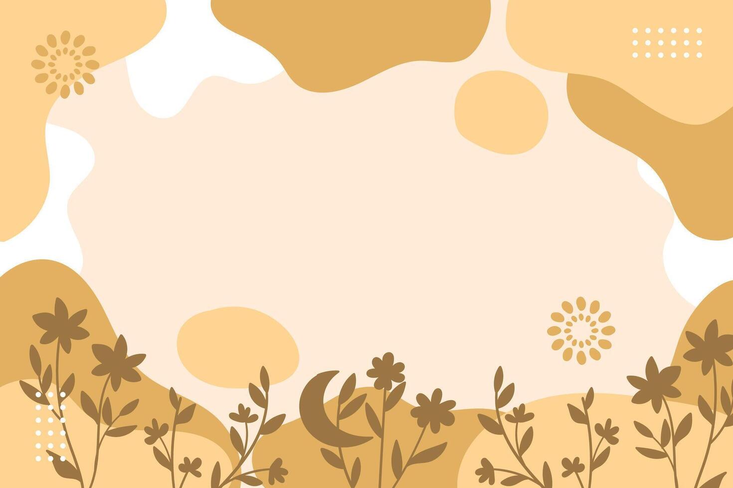 Brown silhouette botanical hand drawn banner background. illustration vector