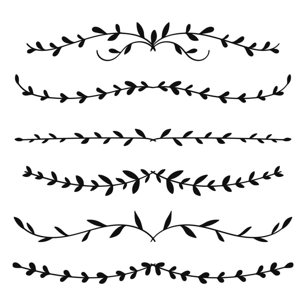 Nature Floral Silhouette Vine Line Divider for Text Layout Separator Decoration Element Collection vector