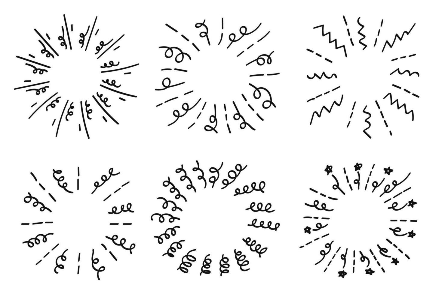 Abstract doodle line circular hand-drawn collection. illustration. vector