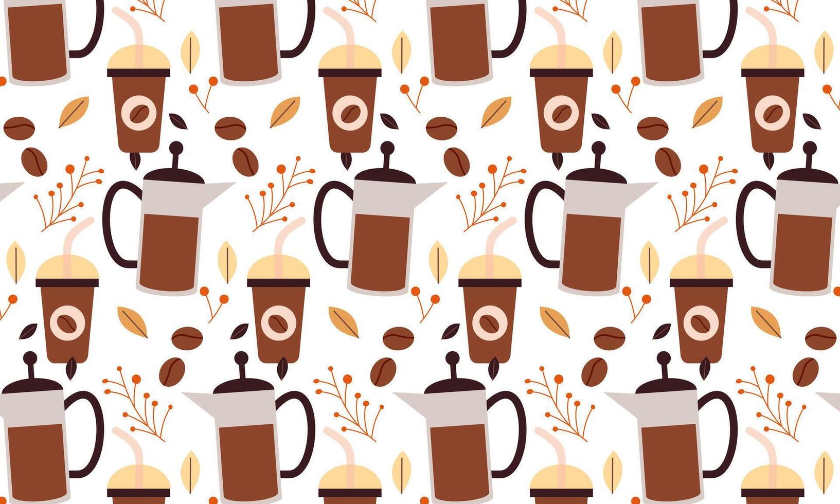 Coffee Time Seamless Pattern Design . vector