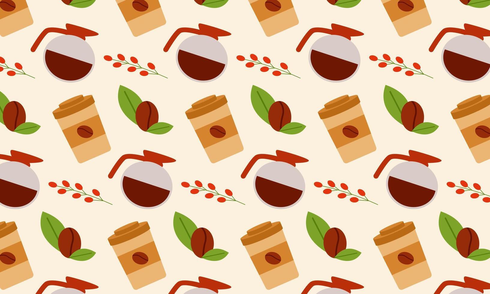Coffee beans seamless pattern, background vector