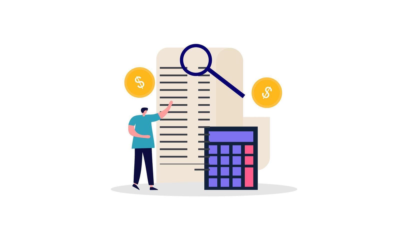 Financial Audit Flat Icons vector