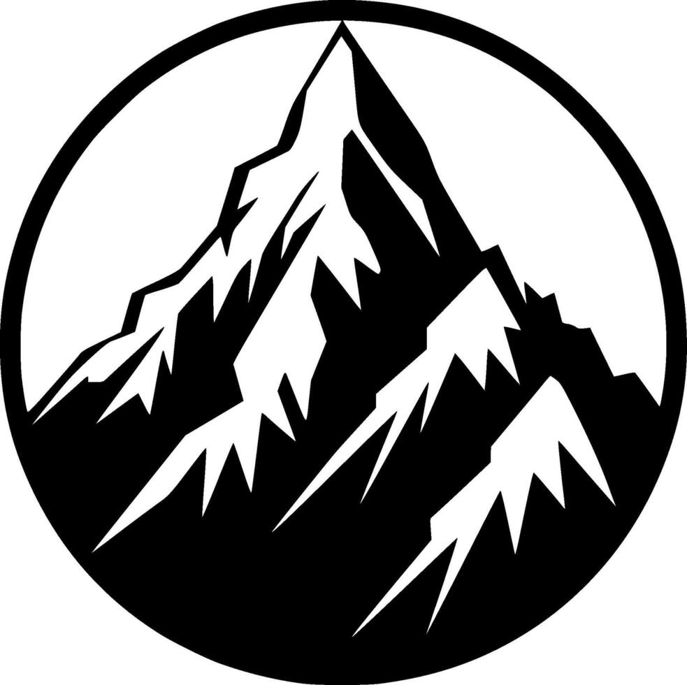 Premium Black and White Mountain Icon - High-Quality Design for T-Shirts, Mugs, and More - Perfect for Nature Lovers and Outdoor Enthusiasts vector