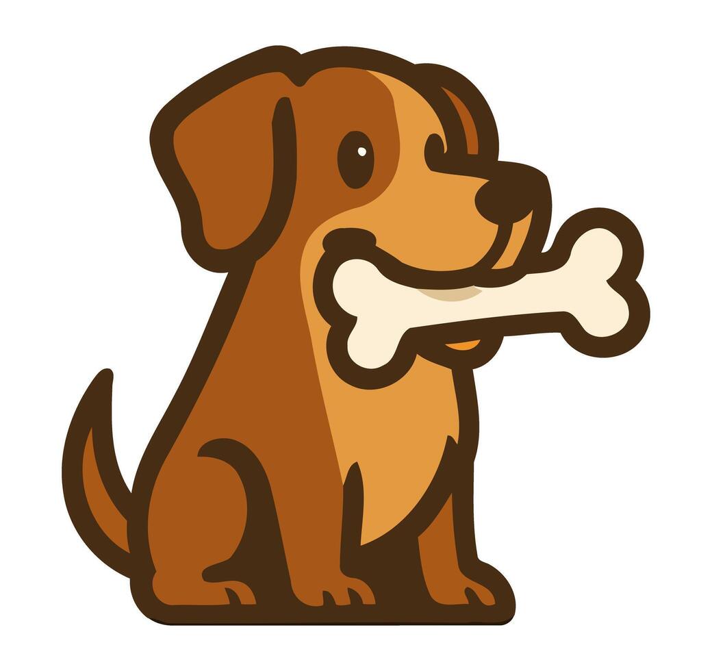Illustration of a Playful Dog with a Bone in Its Mouth vector