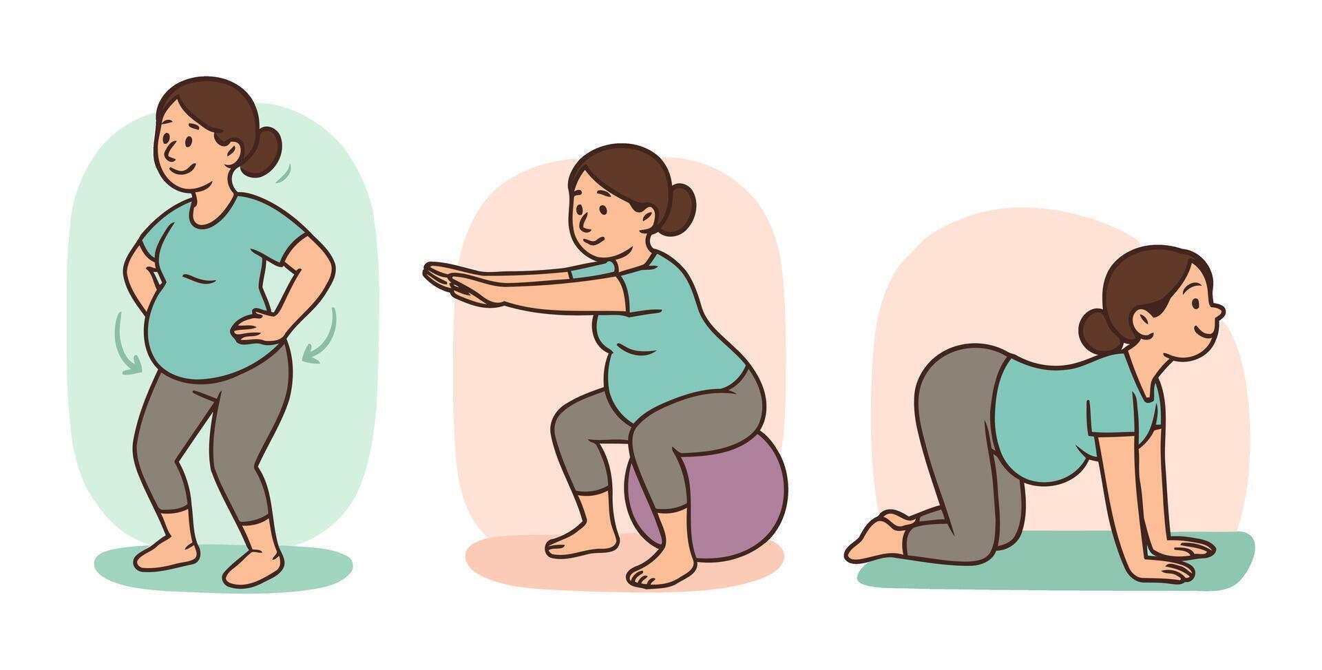 pregnant woman balance exercise illustration