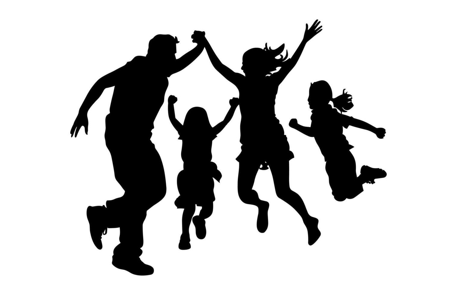 Happy Family Silhouette Clipart vector