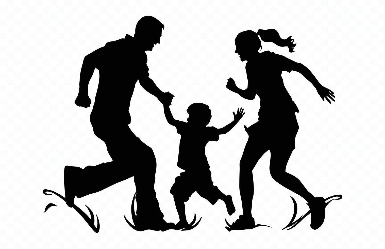 Happy Family Playing Silhouette Clipart vector