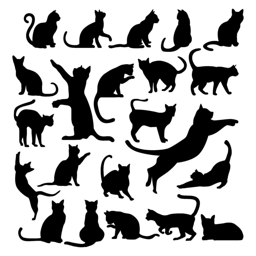 collection of illustration cats silhouette vector