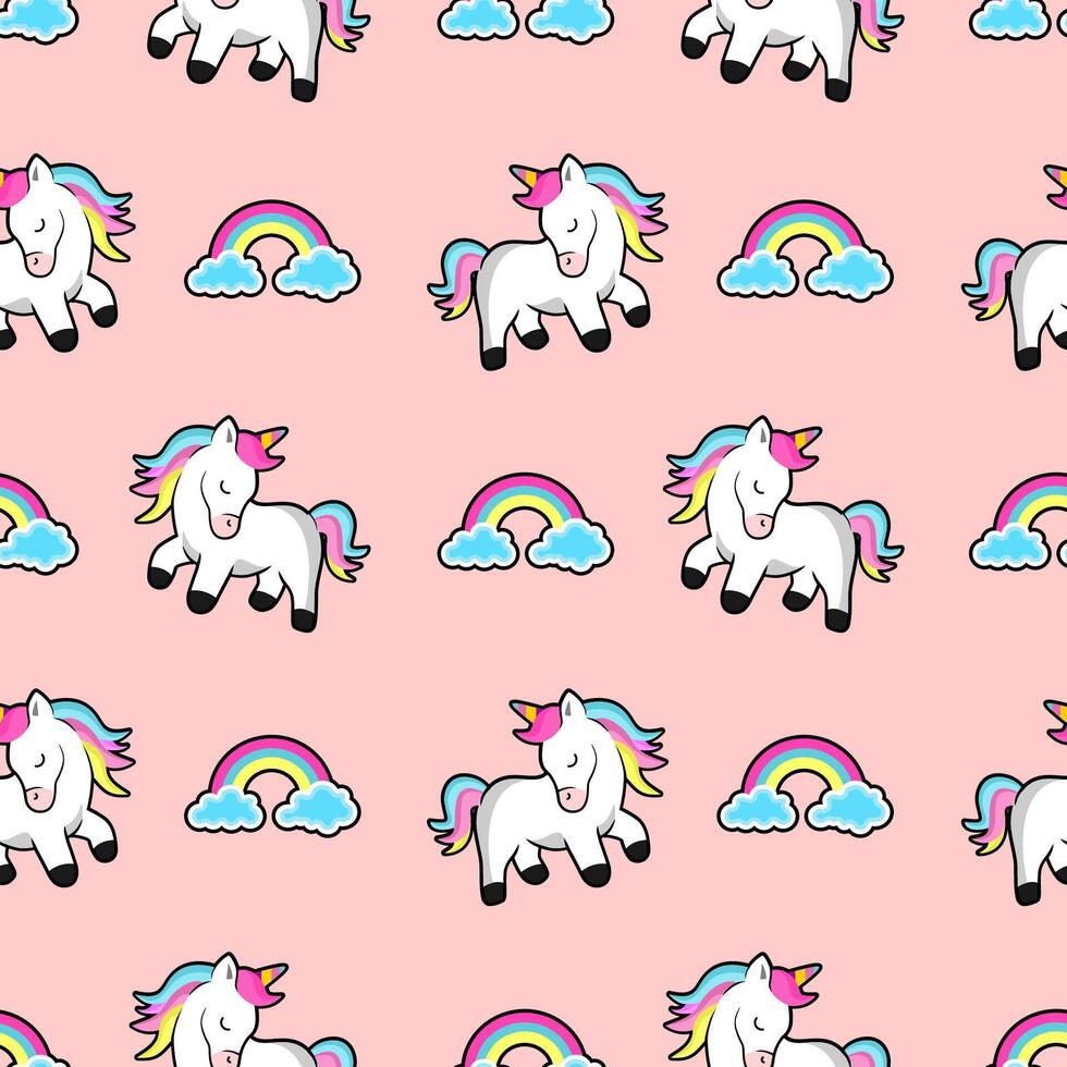 seamless pattern cute unicorns vector