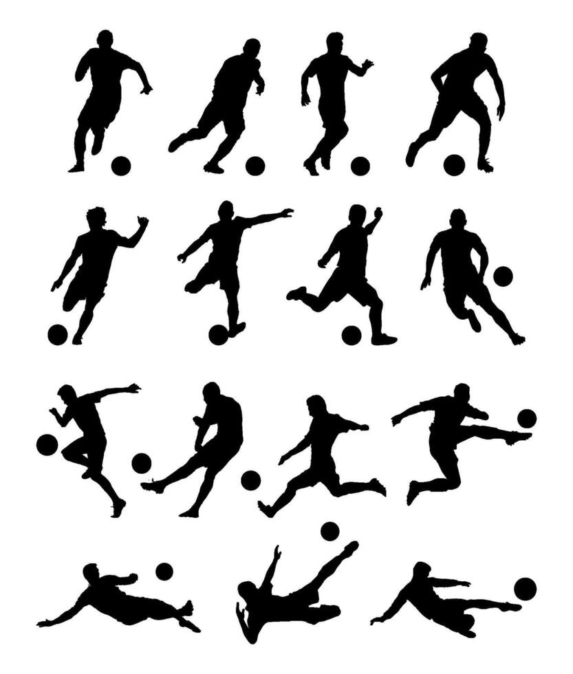 collection of silhouettes soccer players vector