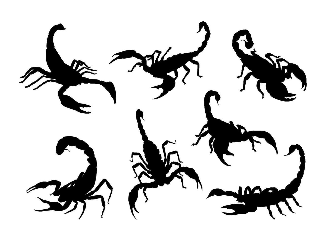 scorpion silhouette set collection vector