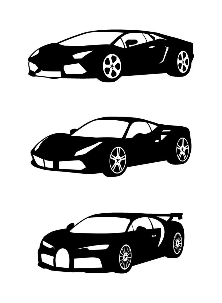 collection of sports car silhouettes vector