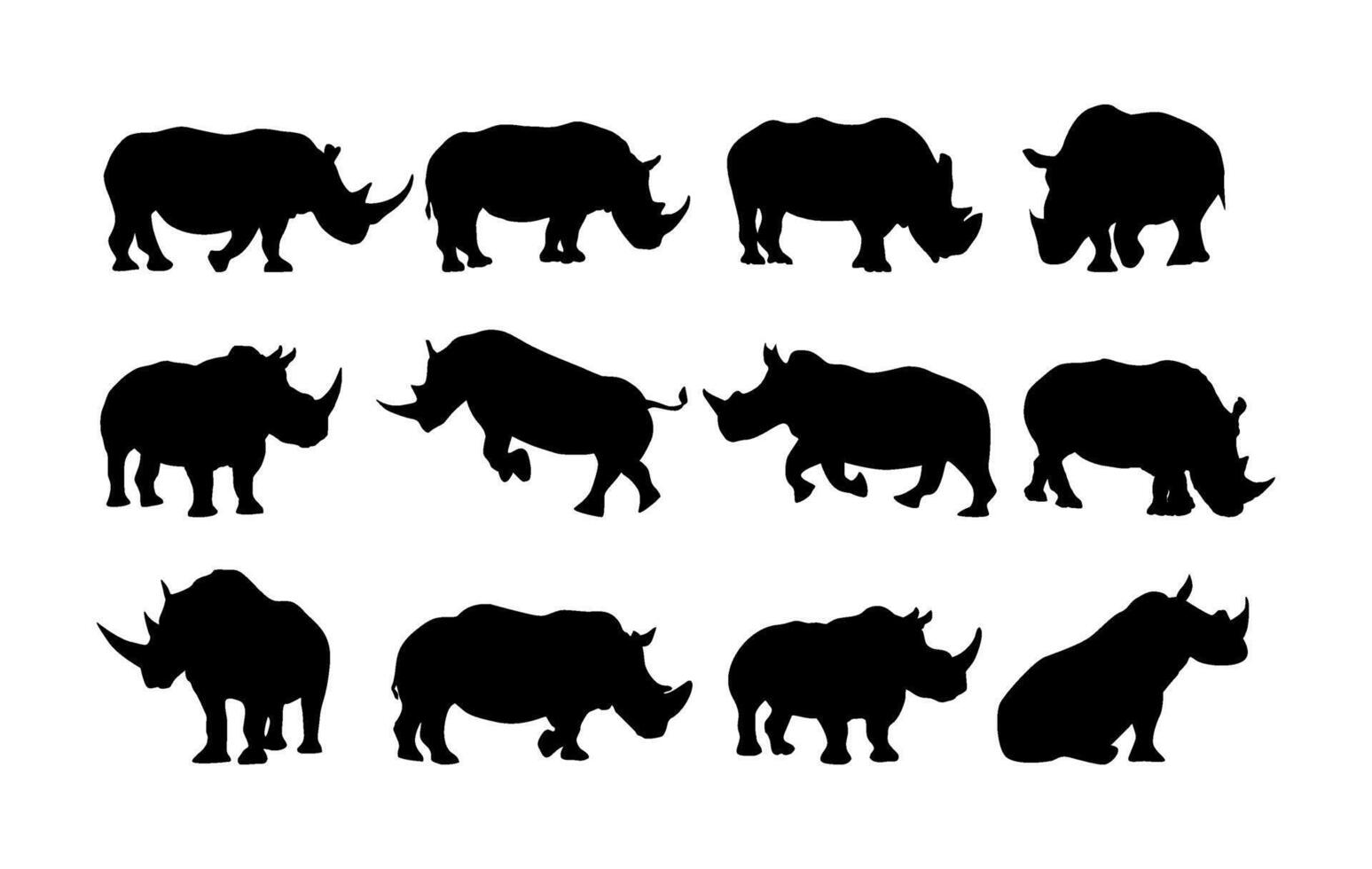 collection of rhinoceros image silhouette vector